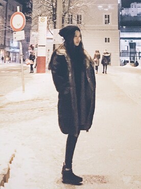 「TOPMAN（トップマン）のアイテム（帽子）」を使った、ym_mさん（レディース・158cm）の冬コーディネート