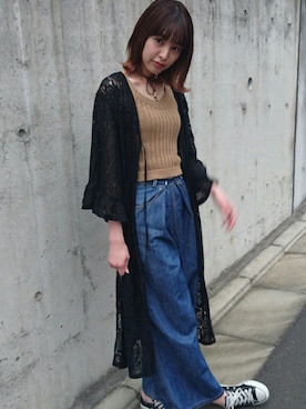 「goocy.のアイテム（その他アウター、ブラック系）」を使った、小林 ひかる さん（レディース・164cm）の秋コーディネート