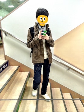 「wjk（ダヴルジェイケイ）のアイテム（ジャケット/アウター）」を使った、Swearさん（メンズ・179cm）の冬コーディネート