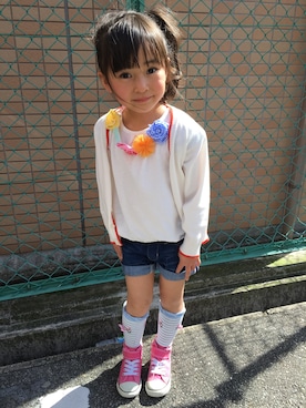 「5歳」｜「アイテム（アクセサリー）」を使った、みなむしこさん（キッズ・110cm）の春コーディネート