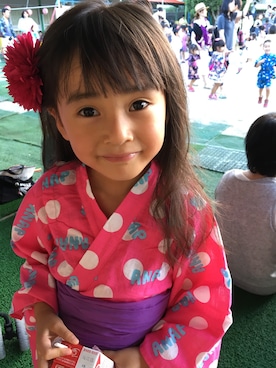 「ロングヘア」｜「アイテム（浴衣）」を使った、みなむしこさん（キッズ・110cm）の夏コーディネート