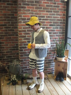 「アイテム（食器/キッチン、イエロー系）」を使った、WhiteRockStoreさん（メンズ・166cm）の夏コーディネート