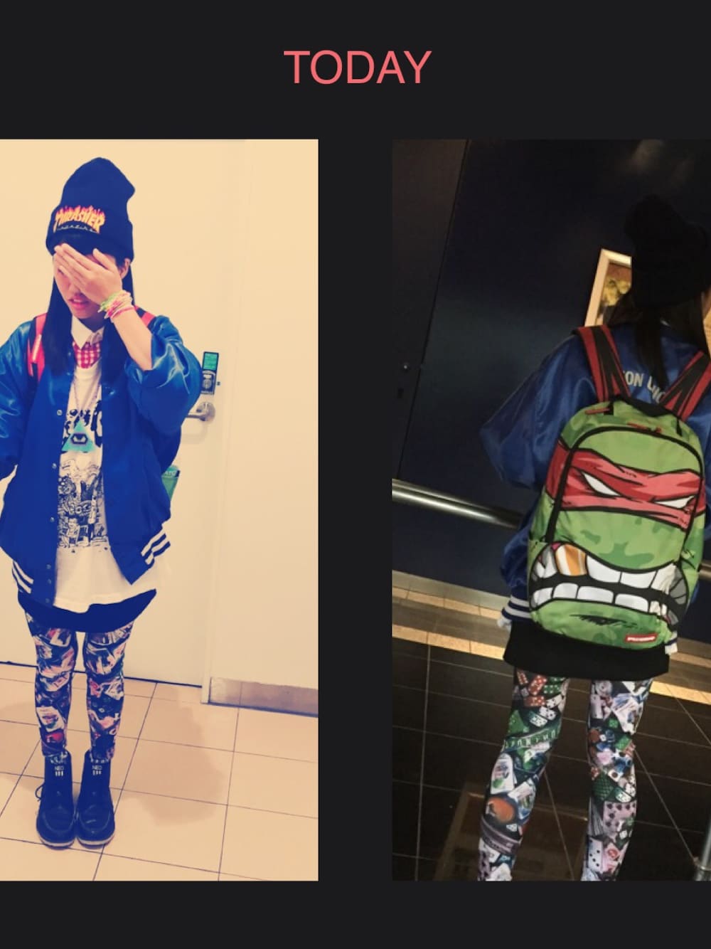 「ネオンカラー、カラフル、キッズコーデ、タートルズ」｜「adidasのアイテム（ブーティ、ブラック系）」を使った、らいだーさん（レディース・157cm）の秋コーディネートの1枚目の写真