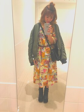 「BUBBLES（バブルス）のアイテム（ブーティ）」を使った、らいだーさん（レディース・157cm）の秋コーディネート