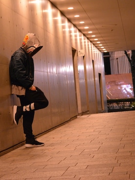 「Bape」｜「アイテム（ミリタリージャケット）」を使った、okunさん（メンズ・174cm）の冬コーディネート