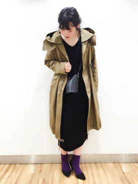 「A part by（アパートバイ）のアイテム（モッズコート）」を使った、arisa.さん（レディース・158cm）の秋コーディネート