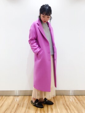 「アパートバイローリーズ」｜「アイテム（チェスターコート）」を使った、arisa.さん（レディース・158cm）の秋コーディネート