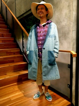 「gilet（ジレ）のアイテム」を使った、みねさん（メンズ・161cm）の春コーディネート
