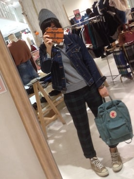 「襟付きトップス」｜「アイテム（ニットキャップ/ビーニー）」を使った、bechi☺︎さん（レディース・161cm）の秋コーディネート