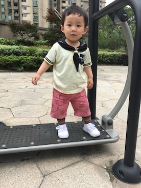 「THE HIGHEST END（ザハイエストエンド）のアイテム」を使った、チォンチォンさん（キッズ・90cm）の夏コーディネート