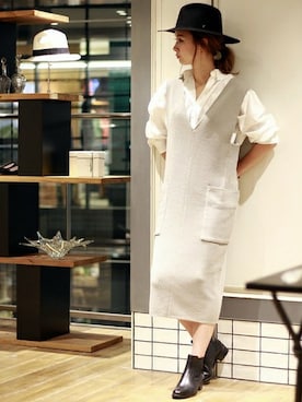 「IENA（イエナ）のアイテム（帽子）」を使った、Giiさん（レディース・164cm）の秋コーディネート