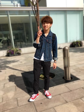 「ラブ＆ピース2016」｜「アイテム（デニムジャケット）」を使った、Hikaruさん（メンズ・170cm）の秋コーディネート