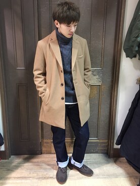 「BACK NUMBER（バックナンバー）のアイテム（チェスターコート）」を使った、Hikaruさん（メンズ・170cm）の秋コーディネート