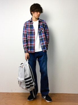 「SHIPS JET BLUE（シップスジェットブルー）のアイテム（バッグ）」を使った、住本 健一さん（メンズ・176cm）の春コーディネート
