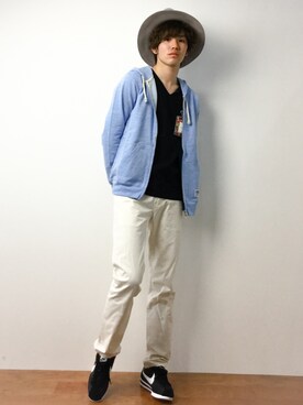 「GDC（ジーディーシー）のアイテム（ハット）」を使った、住本 健一さん（メンズ・176cm）の春コーディネート