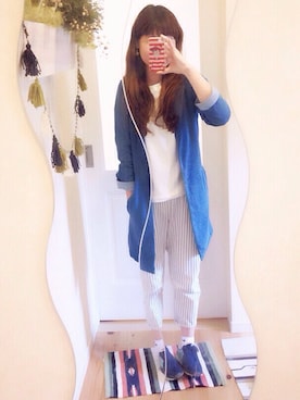 「スエット」｜「アイテム（チェスターコート）」を使った、マーガリンさん（レディース・165cm）の春コーディネート