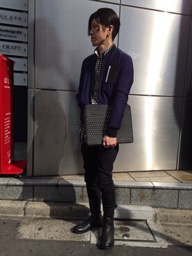 「L.H.P（エルエイチピー）のアイテム（ブルゾン）」を使った、Kazuya Kitamuraさん（メンズ・178cm）の冬コーディネート