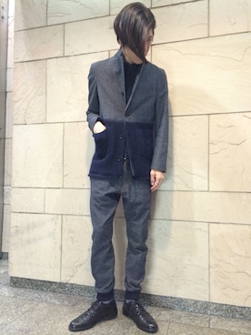 「08sircus（ゼロエイトサーカス）のアイテム（テーラードジャケット）」を使った、Kazuya Kitamuraさん（メンズ・177cm）の夏コーディネート