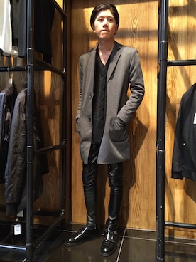 「L.H.P（エルエイチピー）のアイテム（ステンカラーコート）」を使った、Kazuya Kitamuraさん（メンズ・177cm）の秋コーディネート