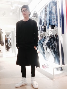 「JULIUS（ユリウス）のアイテム（帽子）」を使った、Kazuya Kitamuraさん（メンズ・177cm）の春コーディネート