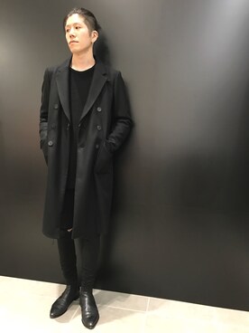 「08sircus（ゼロエイトサーカス）のアイテム（チェスターコート）」を使った、Kazuya Kitamuraさん（メンズ・177cm）の秋コーディネート