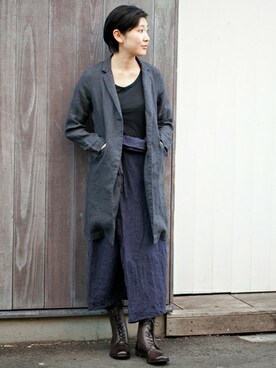 「かぐれ（カグレ）のかぐれ　space craft ホースヌメブーツ（ブーツ、ブラウン系）」を使った、miiiiiiiさん（レディース・163cm）の冬コーディネート