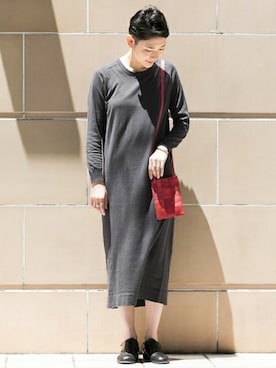 「かぐれ（カグレ）のYES スクエアポシェット（ショルダーバッグ、レッド系）」を使った、miiiiiiiさん（レディース・163cm）の夏コーディネート