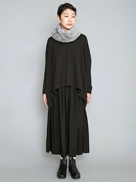 「かぐれ（カグレ）のかぐれ　オーガニックコットンのファースヌード（ストール/ショール、グレー系）」を使った、miiiiiiiさん（レディース・163cm）の秋コーディネート