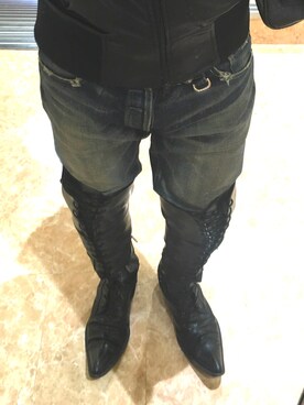 「sabgreedのアイテム（ブーツ、ブラック系）」を使った、T,Kさん（メンズ・164cm）の春コーディネート
