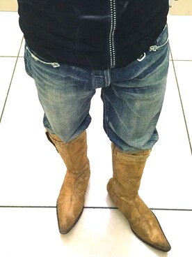 「sabgreedのアイテム（ブーツ、ブラウン系）」を使った、T,Kさん（メンズ・164cm）の春コーディネート