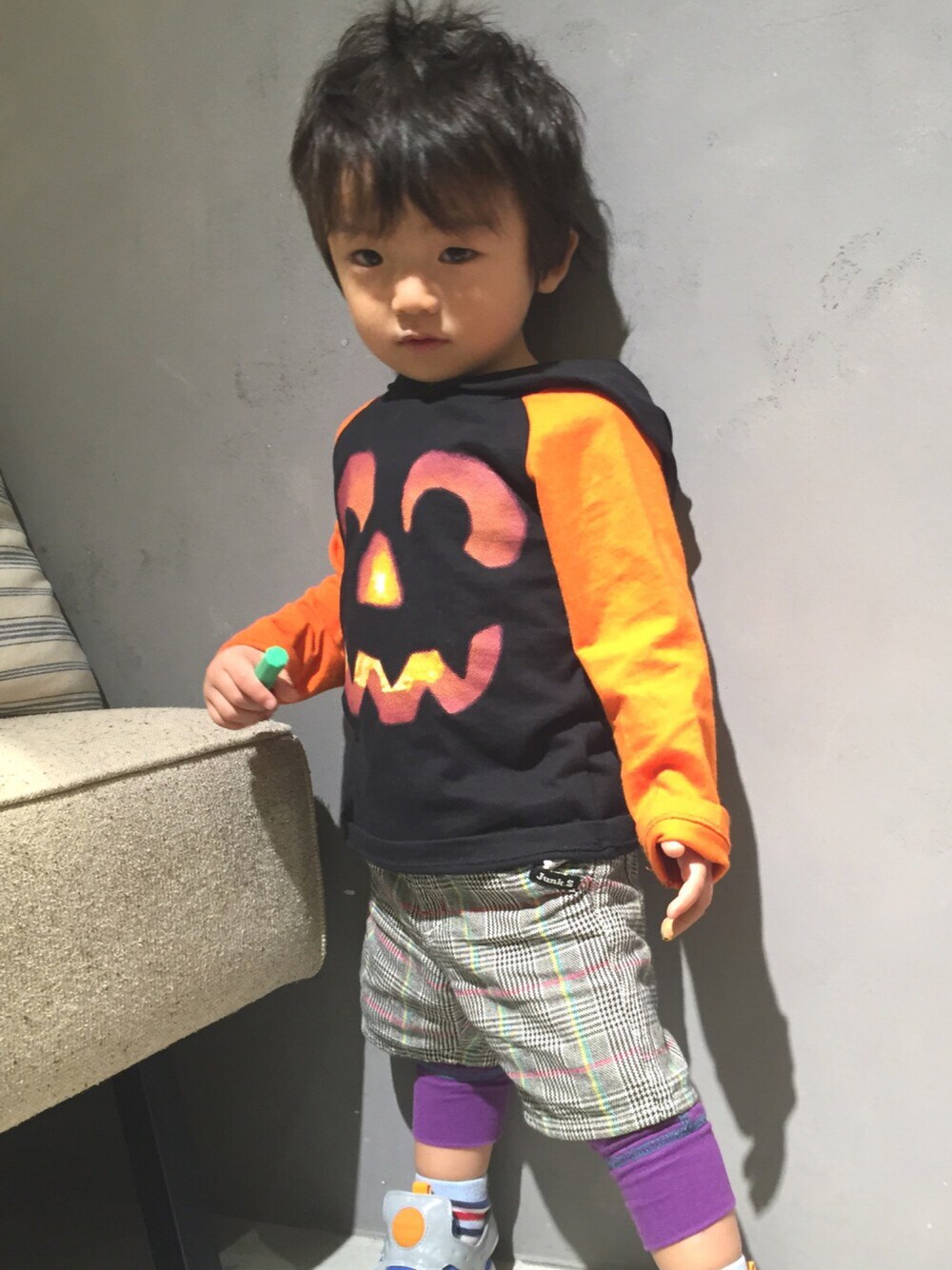 「Trick or Treat、halloween、ハロウィン、babygap、GAPkids、WEAR HALLOWEEN 2016」｜「BREEZEの2Pパンツ（パンツ、その他）」を使った、おさきさん（キッズ・90cm）の秋コーディネートの1枚目の写真