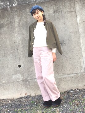 「DRWCYS」｜「アイテム（ブルゾン）」を使った、おさきさん（レディース・165cm）の秋コーディネート