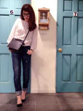 「ピンクニット」｜chii.さん（レディース・165cm）の冬コーディネート