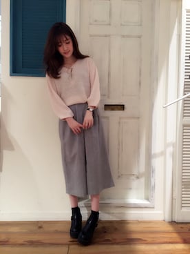 「ピンクニット」｜chii.さん（レディース・165cm）の冬コーディネート