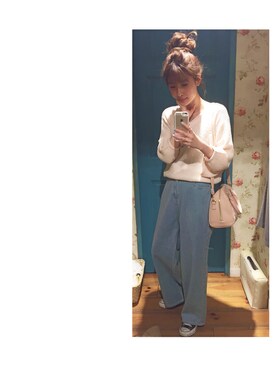 「ピンクニット」｜chii.さん（レディース・165cm）の冬コーディネート