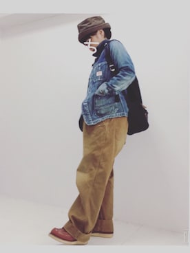 「RED WING」｜「アイテム（つなぎ/オールインワン）」を使った、chiakiさん（レディース・152cm）の冬コーディネート