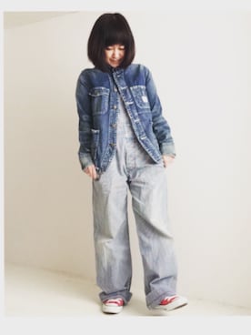 「ヒッコリー」｜「アイテム（つなぎ/オールインワン）」を使った、chiakiさん（レディース・152cm）の冬コーディネート