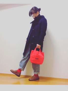 「ヒッコリー」｜「アイテム（ダッフルコート）」を使った、chiakiさん（レディース・152cm）の冬コーディネート