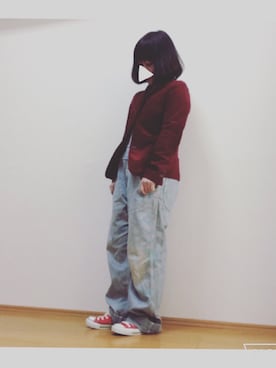 「ヒッコリー」｜「アイテム（つなぎ/オールインワン）」を使った、chiakiさん（レディース・152cm）の冬コーディネート