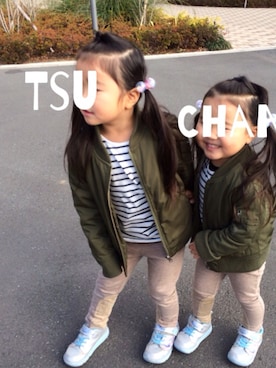 「petit main」｜「アイテム（ミリタリージャケット）」を使った、tsu＊chanさん（キッズ・110cm）の冬コーディネート