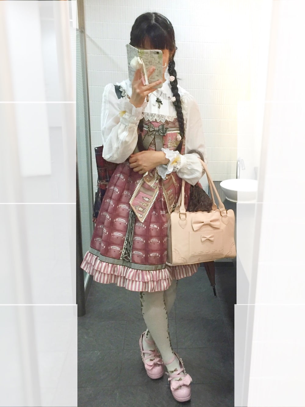 「ロリータ、ピンク、三つ編み、ジャンパースカート、japanese、リボン、おでかけ、クラシカル、Kawaii、休日スタイル」｜「BABY,THE STARS SHINE BRIGHTのアイテム（ワンピース/ドレス、ピンク系）」を使った、manaca*さん（レディース・168cm）の夏コーディネートの1枚目の写真