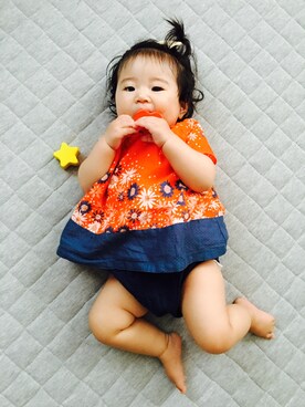 「babyGAP（babyGAP）のアイテム（ワンピース、レッド系）」を使った、saeeさん（キッズ）の夏コーディネート