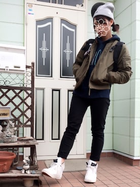「TOMMY（トミー）のアイテム（ニットキャップ/ビーニー）」を使った、すぅさん（レディース・161cm）の秋コーディネート
