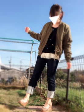 「チュール」｜「アイテム（MA-1）」を使った、すぅさん（レディース・161cm）の冬コーディネート
