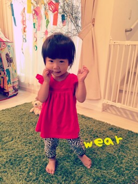 「GAP（ギャップ）のアイテム（チュニック）」を使った、みほさん（キッズ・80cm）の夏コーディネート