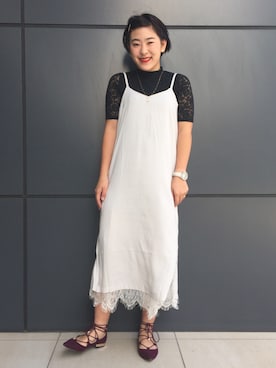 「サテンキャミワンピ」｜ainaさん（レディース・156cm）の春コーディネート