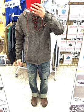 「NANO universe（ナノユニバース）のアイテム（マウンテンパーカー）」を使った、しもぴーやさん（メンズ・168cm）の春コーディネート