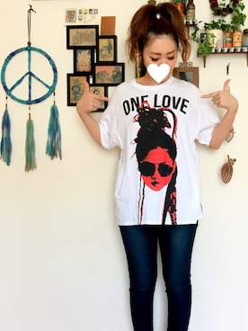「MOOKEE by Yuskeのアイテム（Tシャツ/カットソー）」を使った、YUKiさん（レディース・170cm）の夏コーディネート