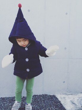 「しまむら（シマムラ）のアイテム（ジャケット/アウター、ブルー系）」を使った、kuuさん（キッズ・90cm）の冬コーディネート