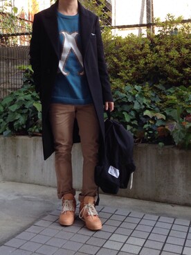 「JULIEN DAVID（ジュリエンデビッド）のアイテム（帽子）」を使った、タカショウさん（メンズ・169cm）の秋コーディネート